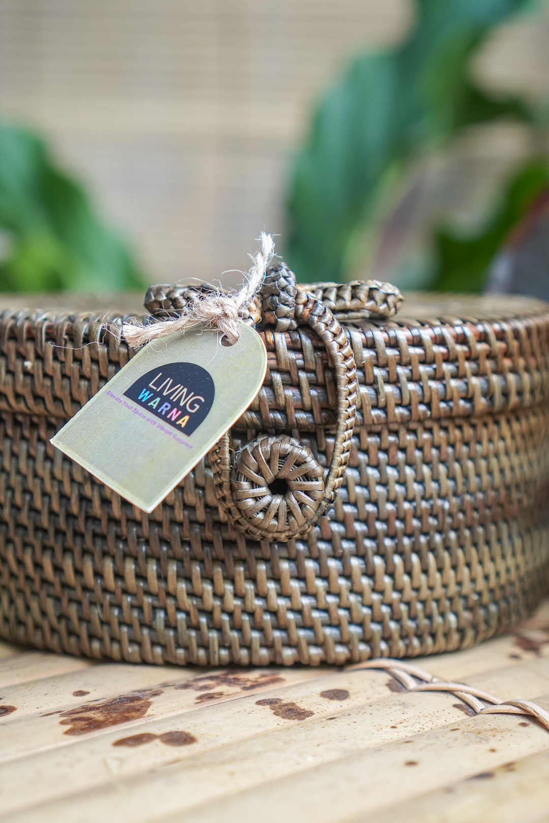 Rattan Container with Lid - Dark Round - view 3