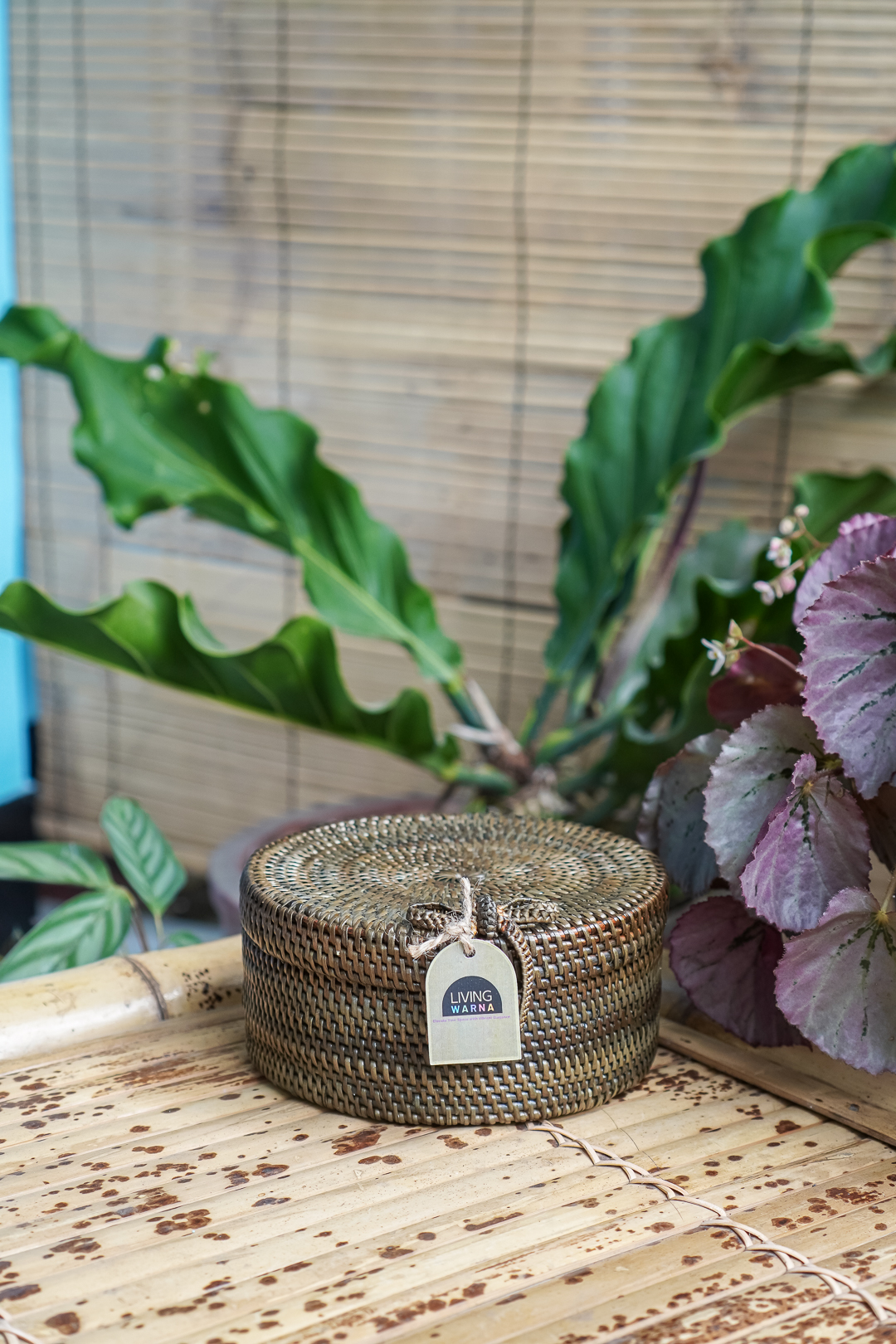 Rattan Container with Lid - Dark Round - view 2